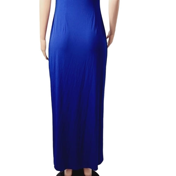 Connection Apperal Lisa Royal Blue Faux Wrap Floor Length Dress Size: 8 - Picture 7 of 10